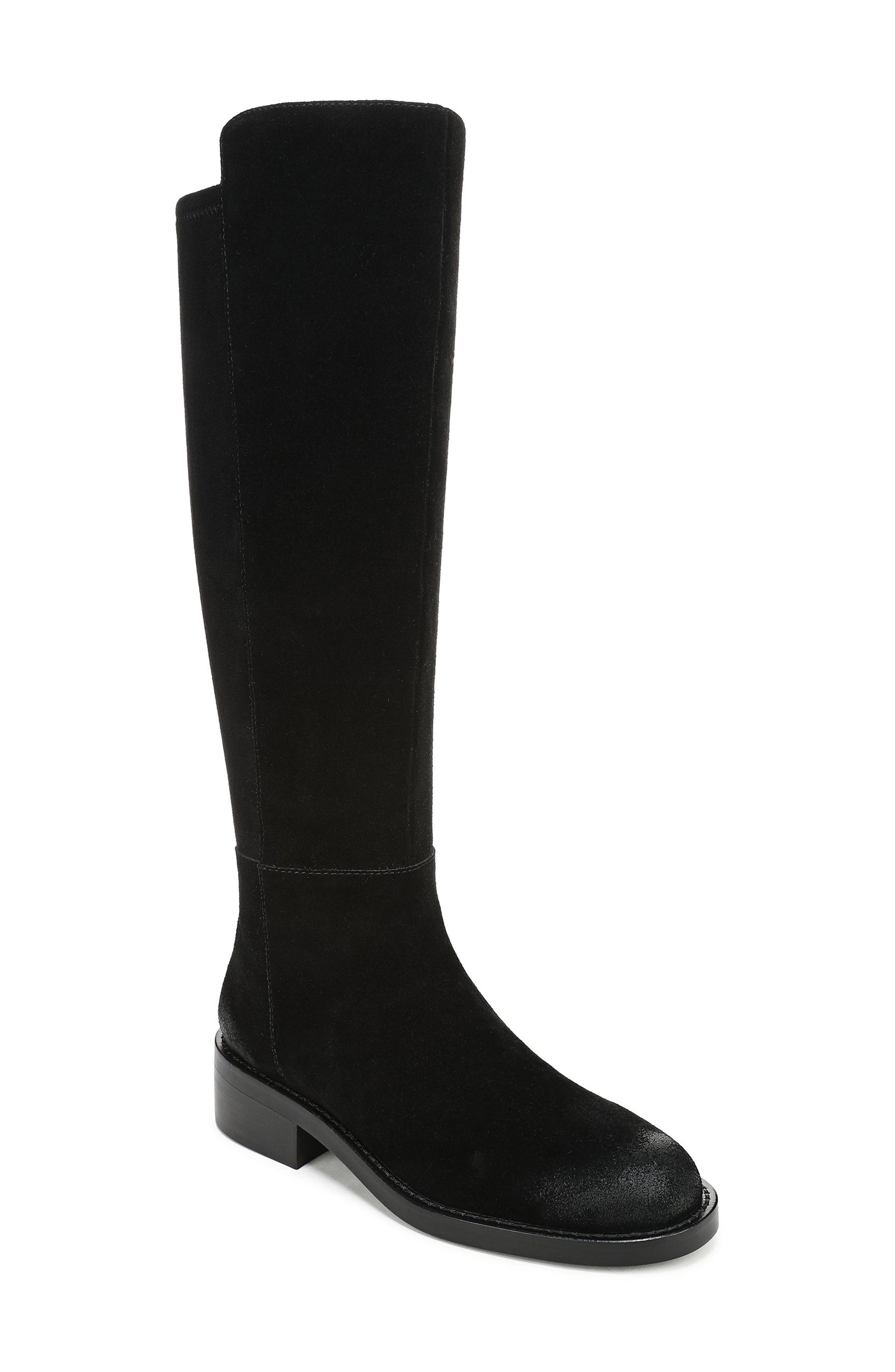 Marin Stretch Suede Knee High Boot, Main, color, BLACK