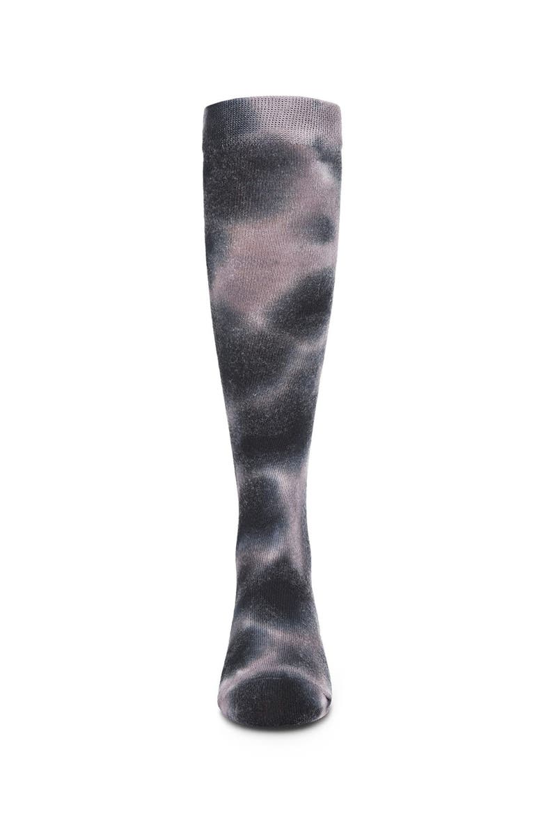 MeMoi Bleached Tie Dye Knee High Socks, Alternate, color, Black