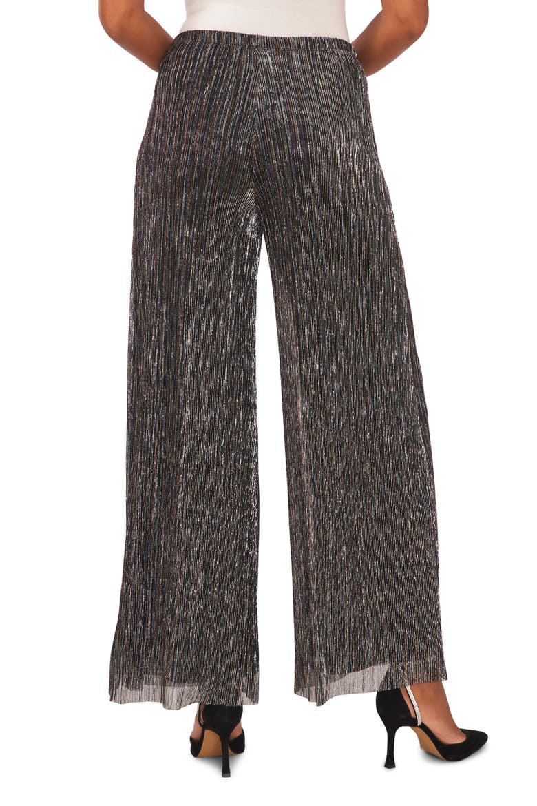 Lurex® Crinkle Mesh Palazzo Pants, Alternate, color, BLACK/GOLD