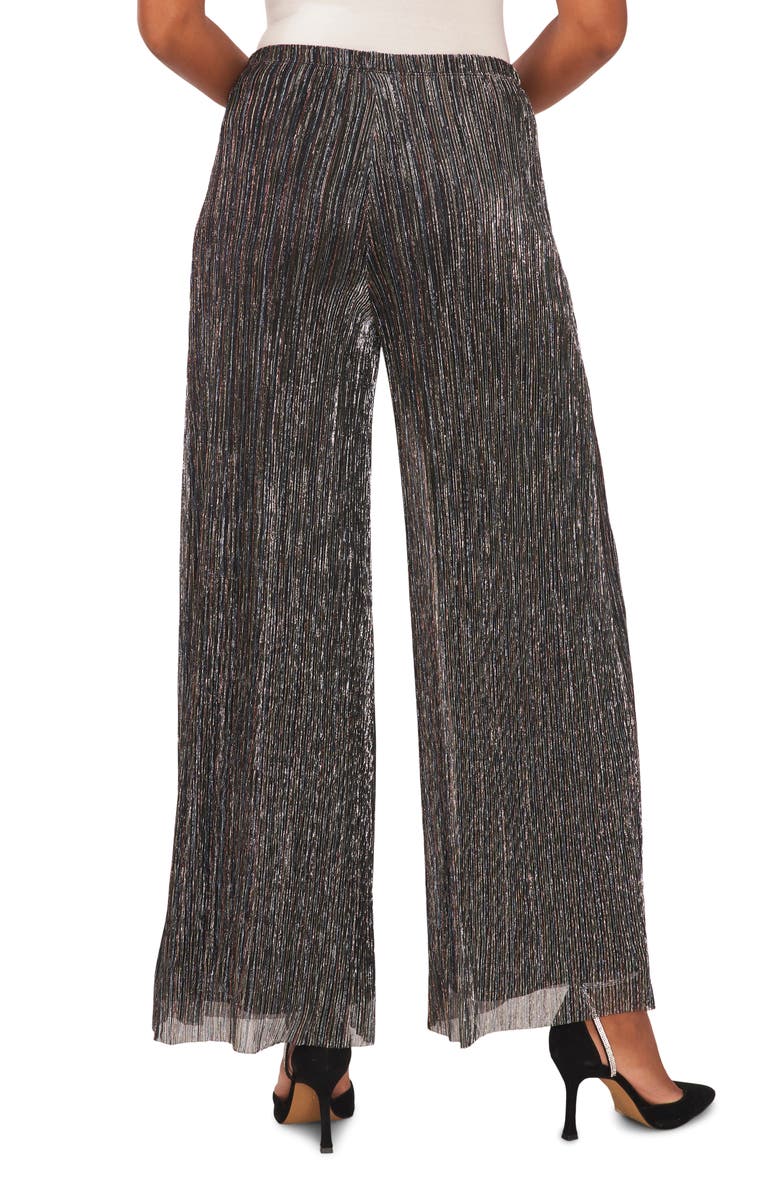 Chaus Lurex<sup>®</sup> Crinkle Mesh Palazzo Pants, Alternate, color, Black/Gold