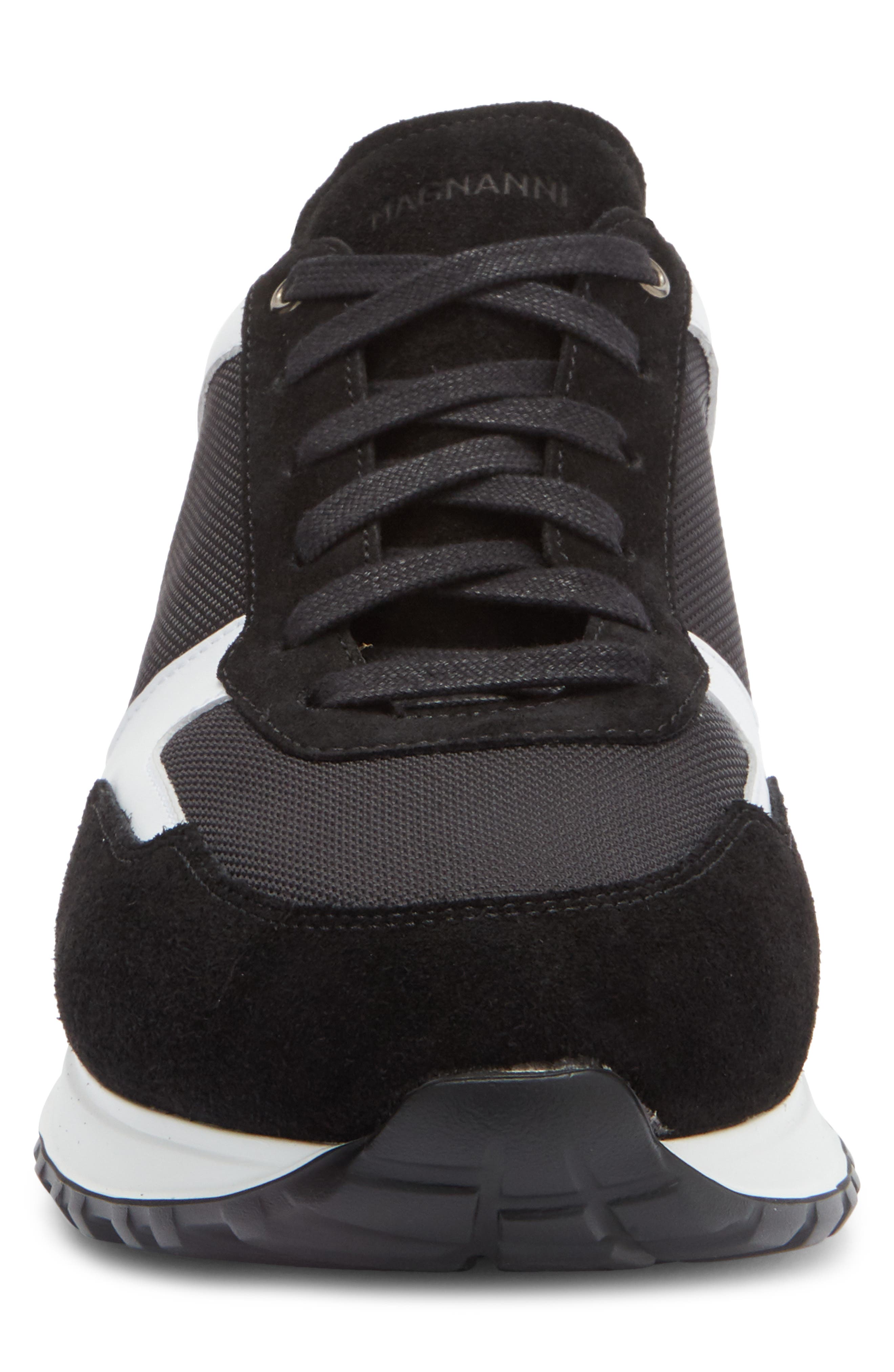 Magnanni Leather Sneaker, Alternate, color, Black / White