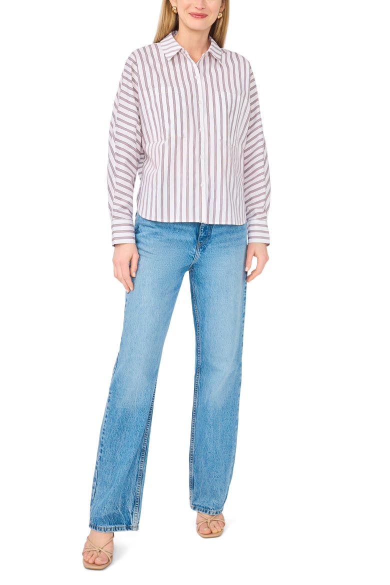 Stripe Long Sleeve Button-Up Shirt, Alternate, color, CRISP MERLOT