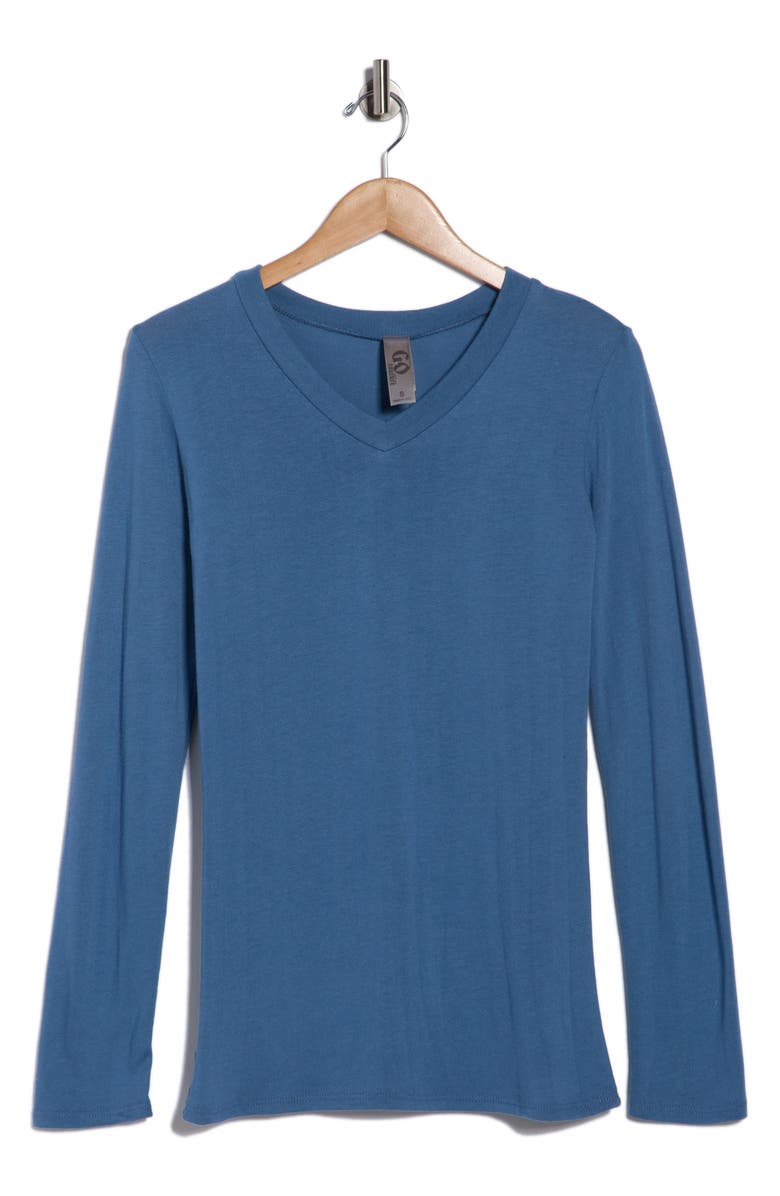 GO COUTURE V-Neck Long Sleeve T-Shirt, Main, color, Lyons Blue
