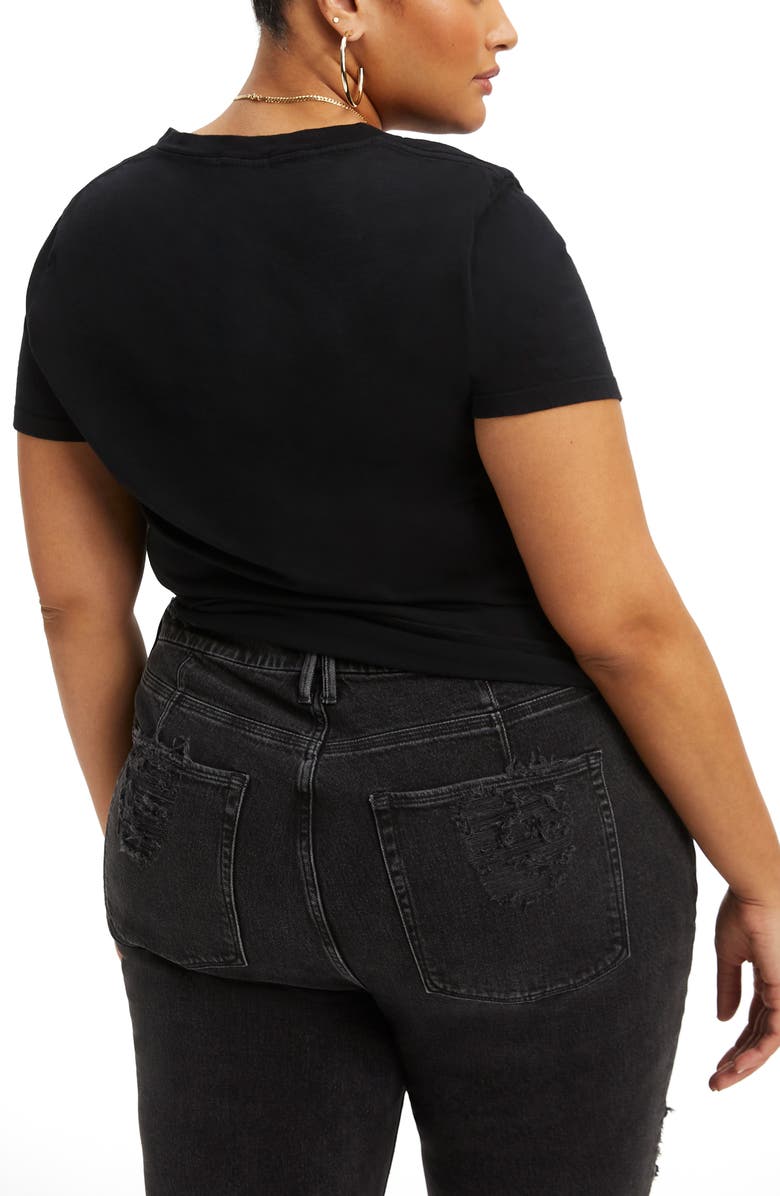 Good American Heritage V-Neck Cotton T-Shirt, Alternate, color,