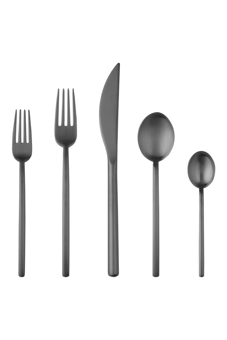 Due Ice 5-Piece Place Setting, Main, color, BLACK