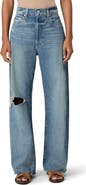 PAIGE Arellia Skimmer Covered Button Fly Wide Leg Jeans