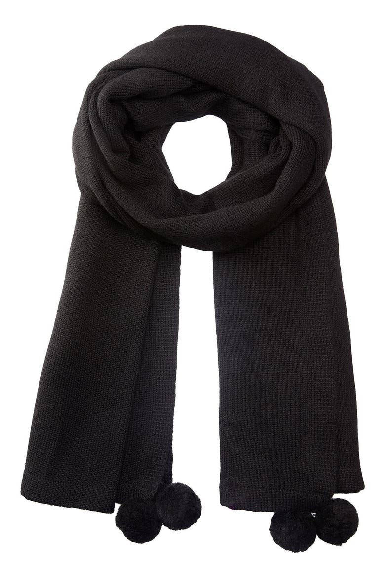 After Party Pompom Baby Alpaca Blend Scarf, Main, color, JET