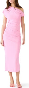 Steve Madden Gracelyn Ruched One-Shoulder Midi Dress