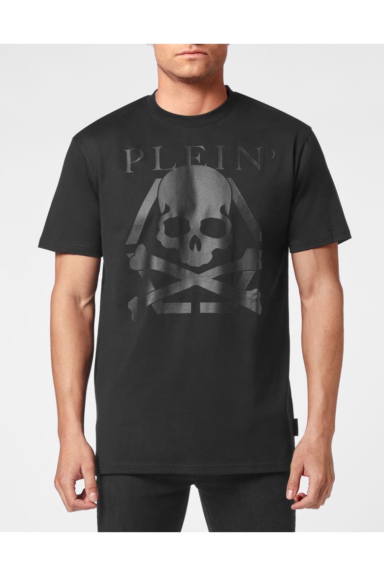 T-Shirt Round Neck Skull&Bones Men, Main, color, black