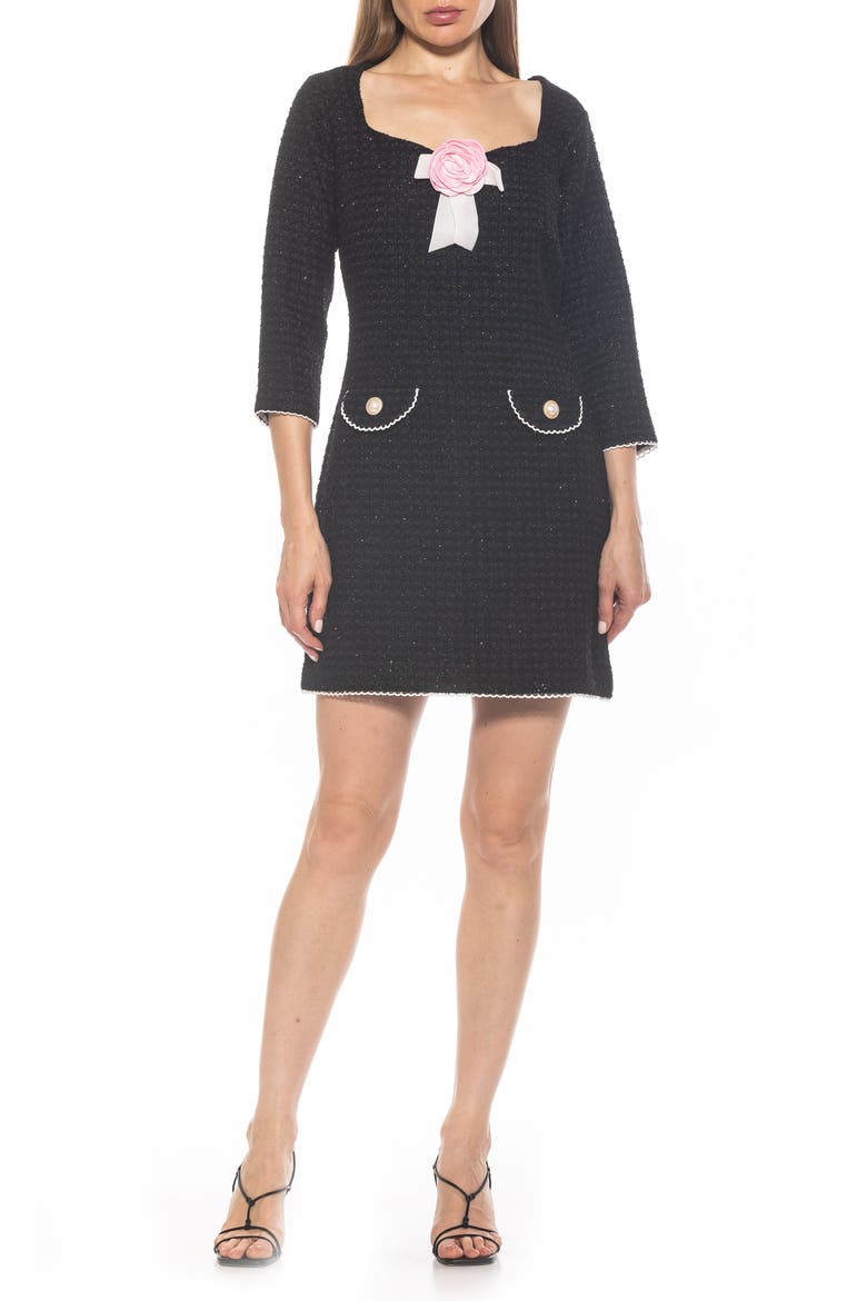 Dianys Tweed Shift Mindress, Main, color, BLACK