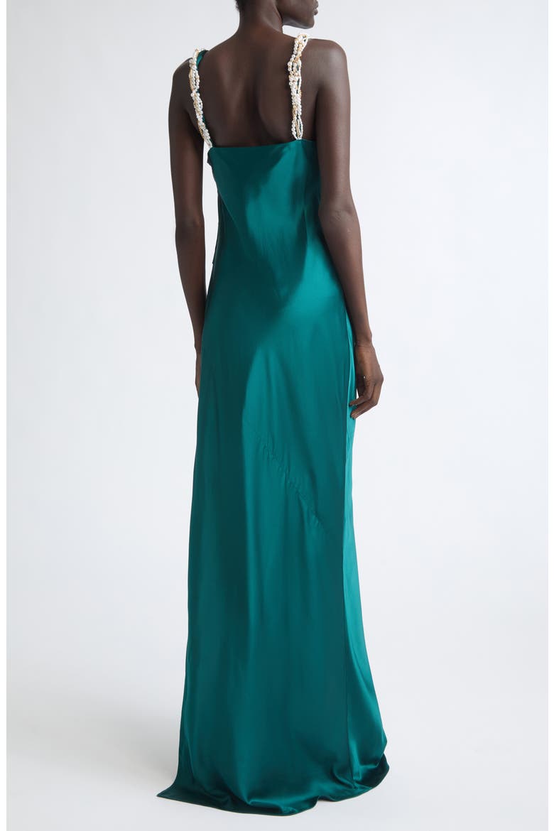 Embellished Strap Cowl Neck Silk Column Gown, Alternate, color, SQV BLUE MULTI