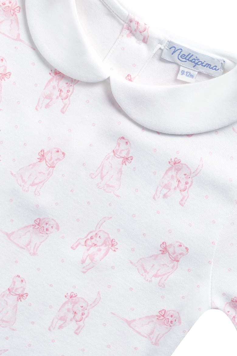 Pink Puppy Love Print Romper long sleeve - Baby, Alternate, color, Pink