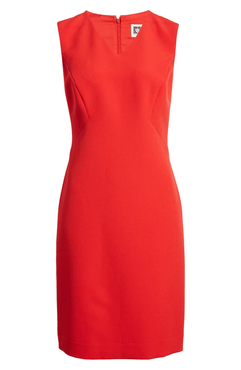 Anne Klein V-Neck Crepe Sheath Dress, Alternate, color, 