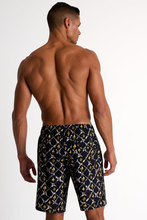 Shan Long Fit Stretch Swim Trunks In Print