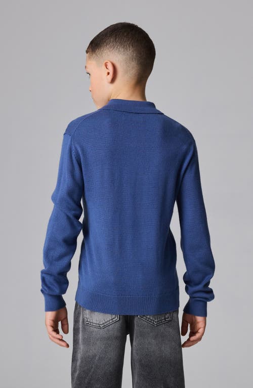 Smallsaints By Allsaints Kids' Long Sleeve Wool Blend Polo Sweater In Navy