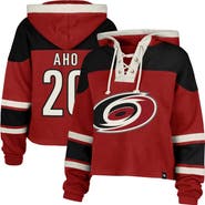 '47 Women's '47 Sebastian Aho Red Carolina Hurricanes Superior Lacer Cropped Pullover Hoodie