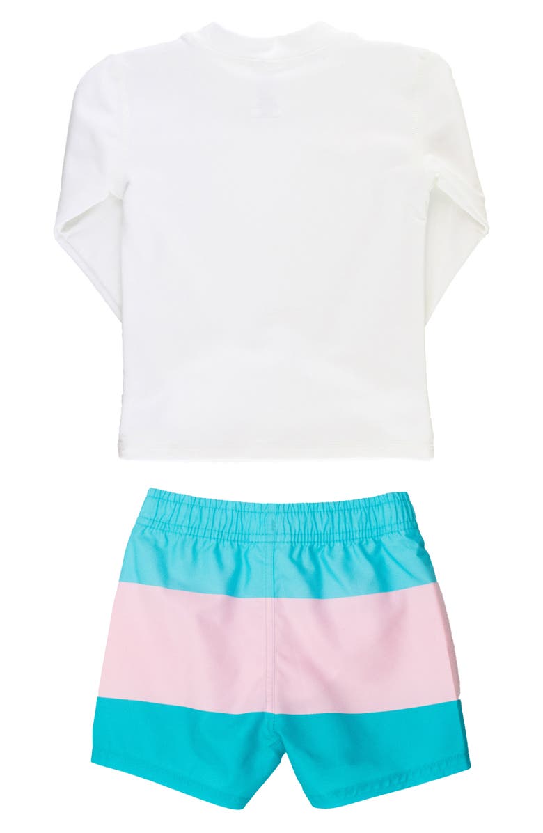 RuggedButts Long Sleeve Two-Piece Rashguard Swimsuit, Alternate, color, White