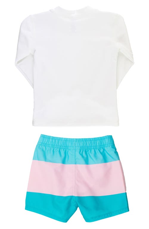 Ruggedbutts Long Sleeve Two-piece Rashguard Swimsuit In White