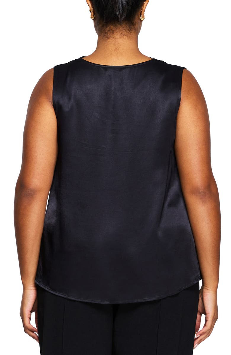 Estelle Alessandra Lace Trim Satin Tank Top, Alternate, color, Black