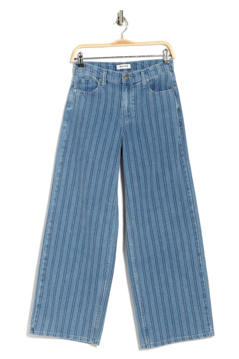Pinstripe Wide Leg Jeans, Alternate, color, MEDIUM WASH