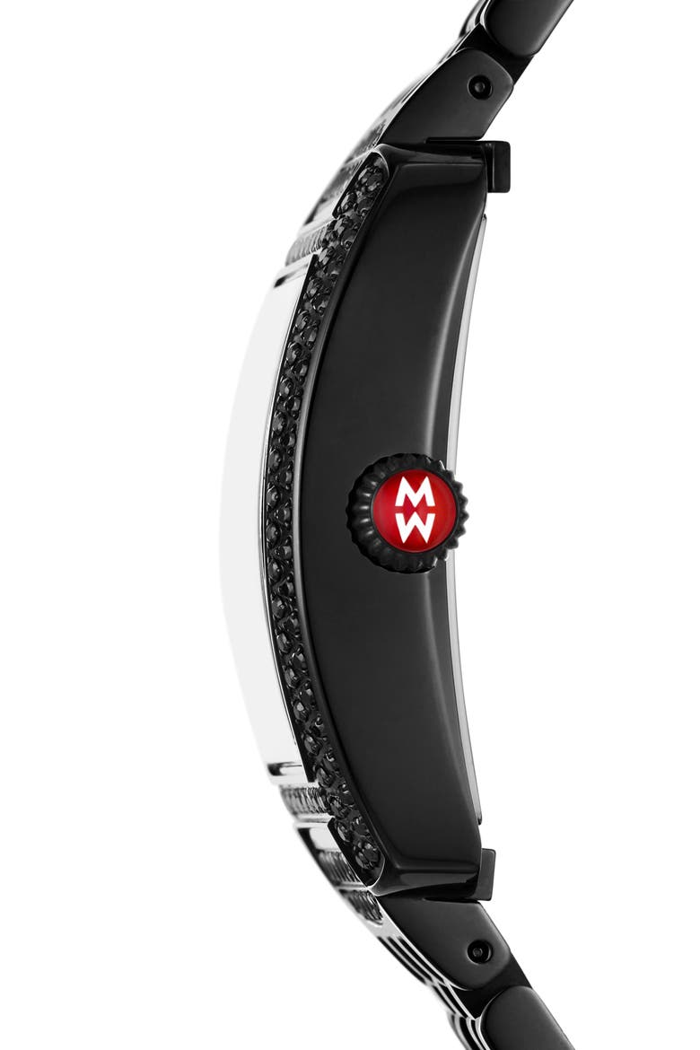 Mini Urban Noir Diamond Bracelet Watch, 29mm x 35mm, Alternate, color, BLACK