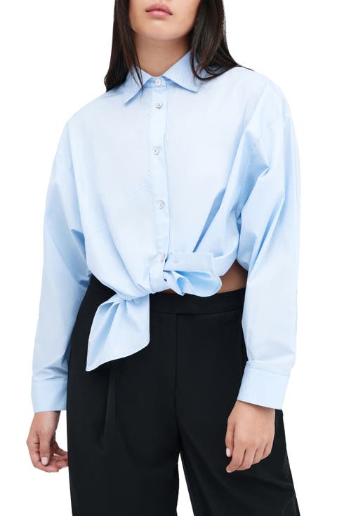 Ezra High-Low Cotton Button-Up Shirt