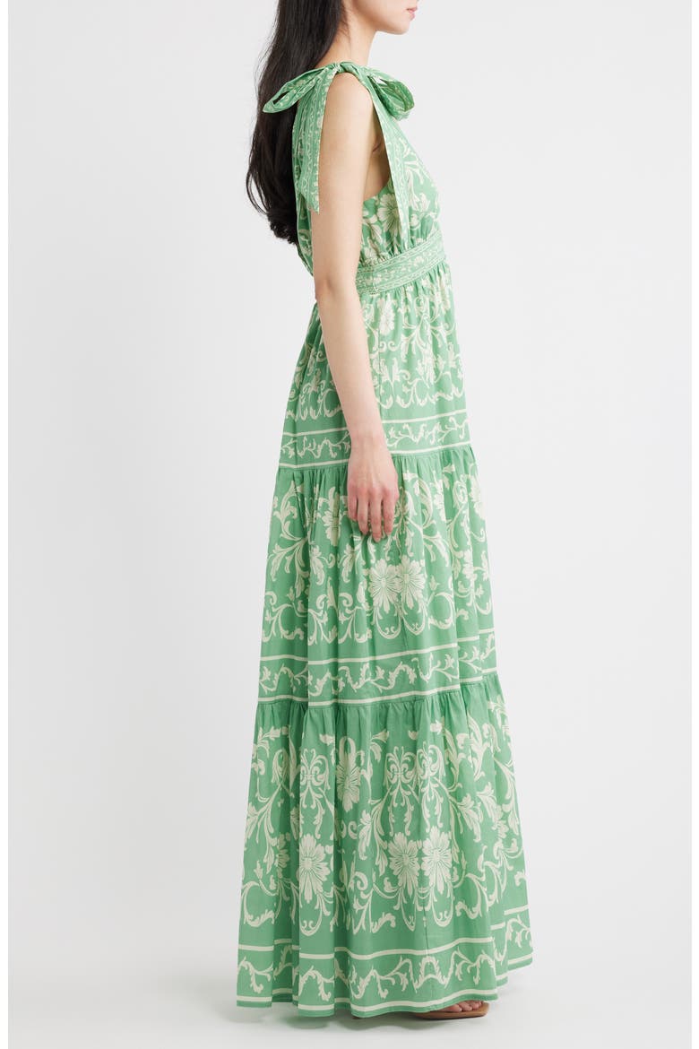 Print Cotton Maxi Dress, Alternate, color, SAGE