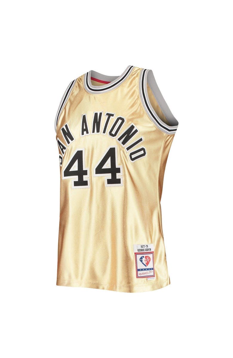 Mitchell & Ness Men's Mitchell & Ness George Gervin Gold San Antonio Spurs 75th Anniversary 1977/78 Hardwood Classics Swingman Jersey, Alternate, color, 