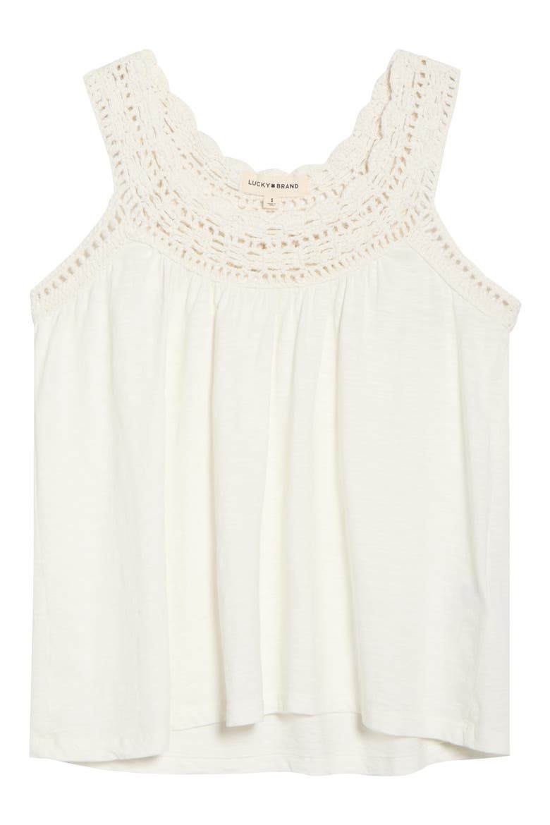 Crochet Trim Swing Tank, Main, color, GARDENIA