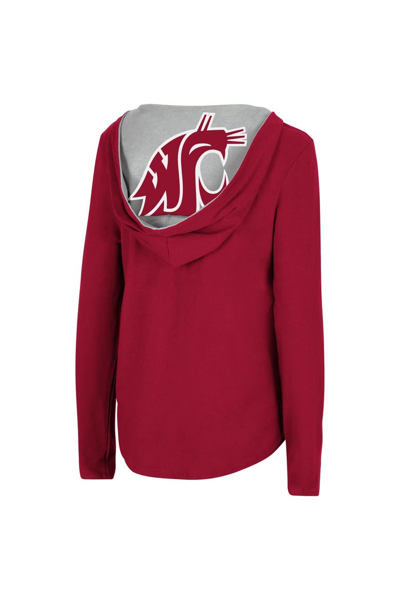 Women's Colosseum Crimson Washington State Cougars Catalina Hoodie Long Sleeve T-Shirt, Alternate, color, Crimson