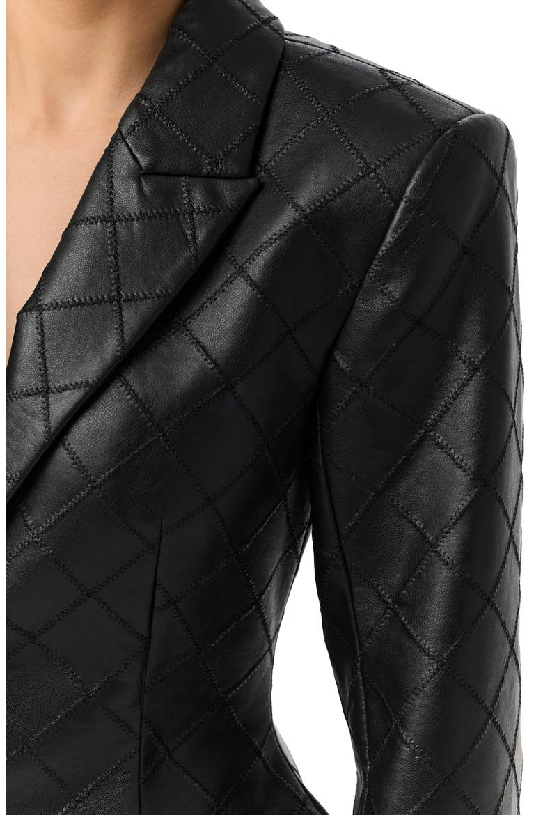 Stitched Faux Leather Blazer, Alternate, color, BLACK