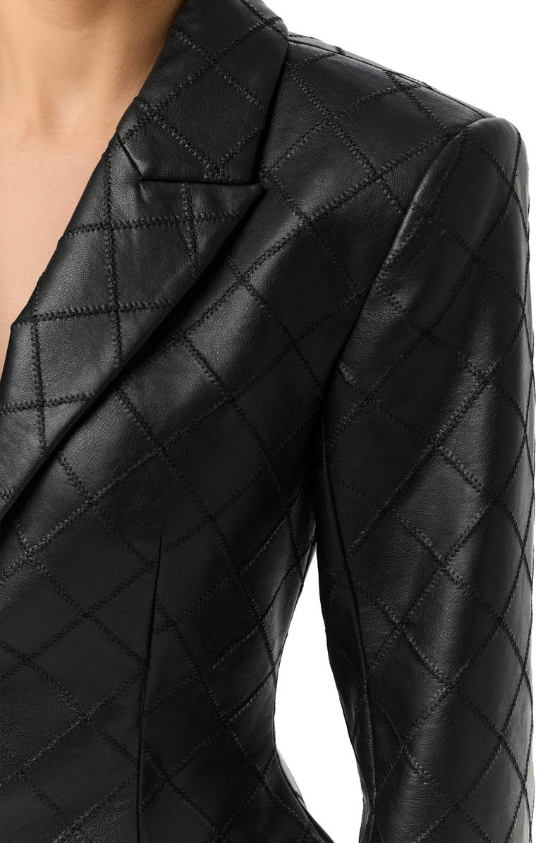 Naked Wardrobe Stitched Faux Leather Blazer, Alternate, color, Black