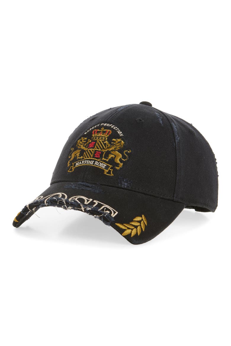 Distressed Cut Peak Baseball Cap, Main, color, BLACK WASHED