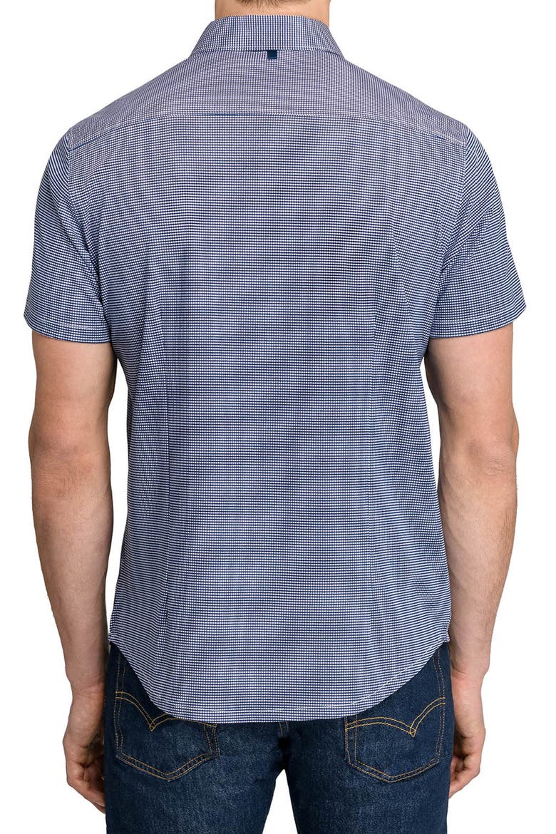 Slim Fit Micro Square Reworked Short Sleeve Button-Down Shirt, Alternate, color, MAROON