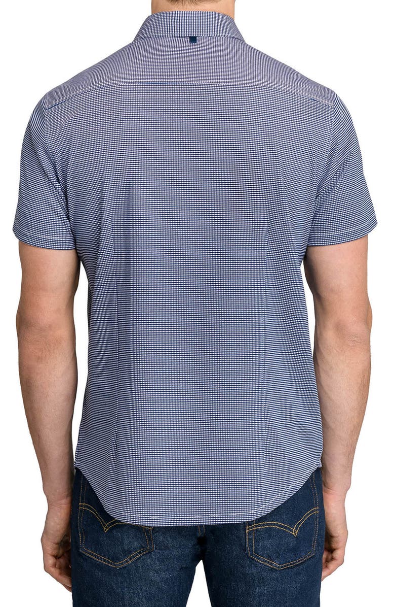 W.R.K Slim Fit Micro Square Reworked Short Sleeve Button-Down Shirt, Alternate, color, Maroon