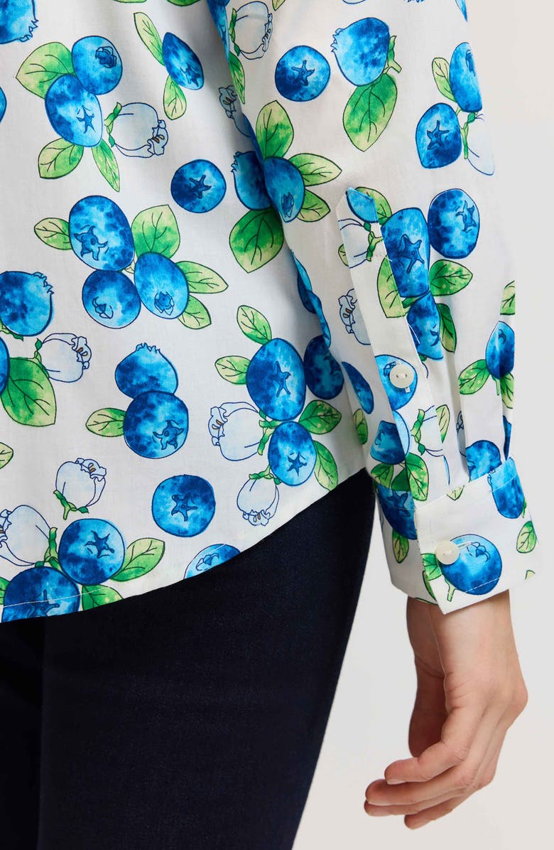 Foxcroft Hampton Print Button-Up Shirt, Alternate, color, Blue Multi