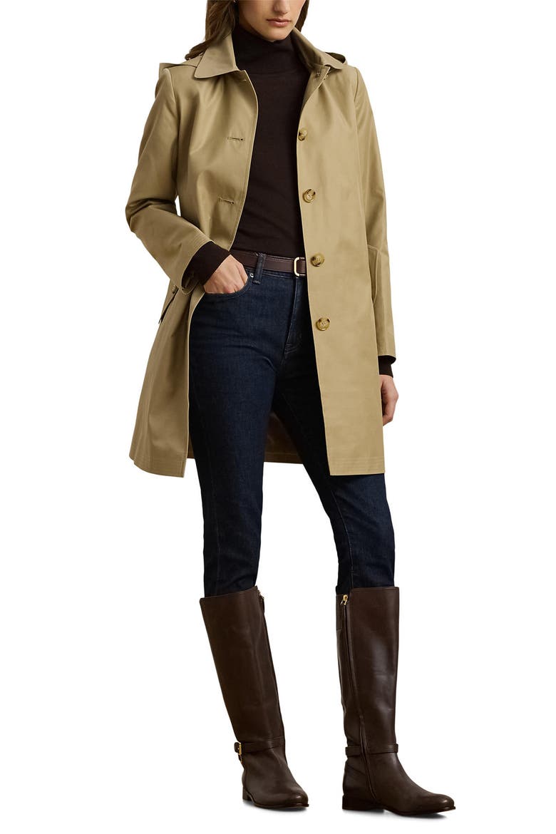 Balmacaan Hooded Raincoat, Alternate, color, BIRCH TAN