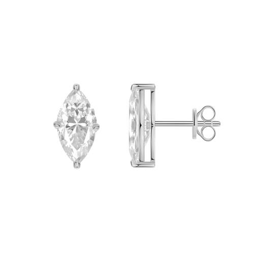 Donatello Gian Sterling Silver Marquise Stud Earrings In Silver