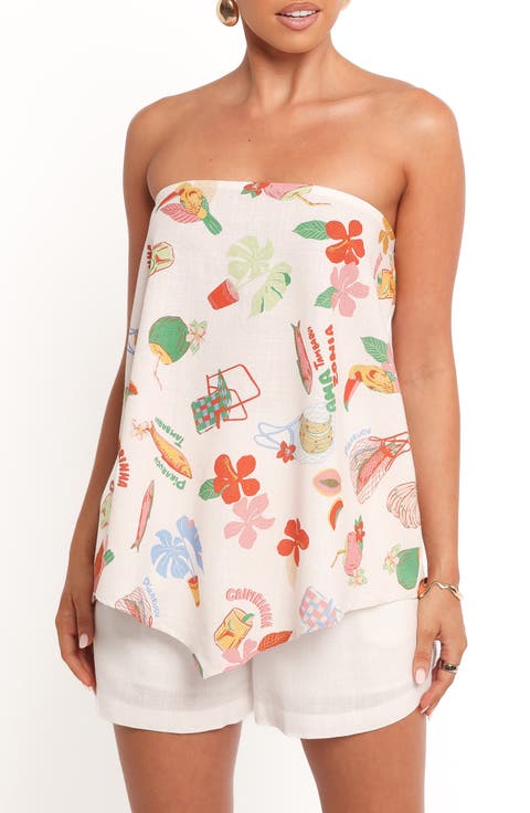 Sui Print Strapless Top