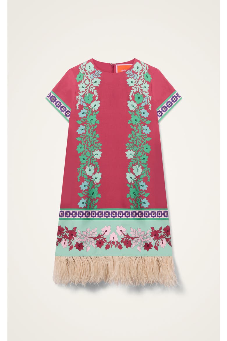 Mini Swing Dress With Feathers Placée, Alternate, color, Regalia Placée Red