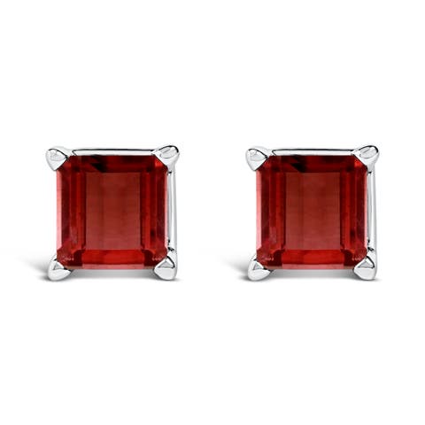 14K Gold 5x5MM Princess Cut Gemstone Solitaire Stud Earrings