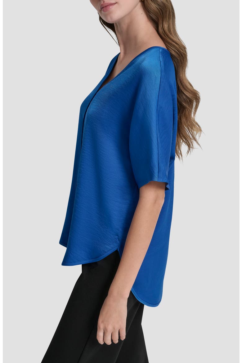 Short Sleeve Woven Top, Alternate, color, COBALT