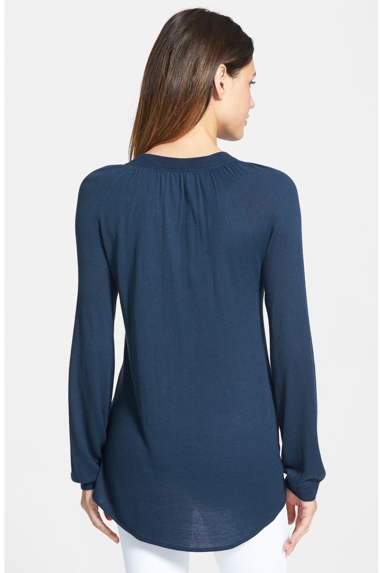 High/Low Crewneck Sweater, Alternate, color, NAVY BLAZER