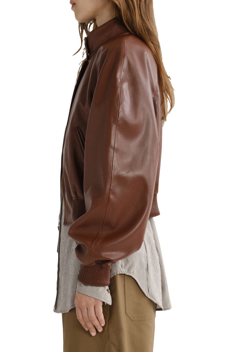 Nova Faux Leather Bomber Jacket, Alternate, color, PALISANDER MD BRIGHT BROWN