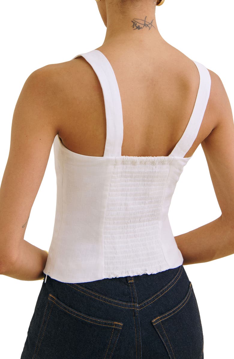 Reformation Darci Linen Tank, Alternate, color, White