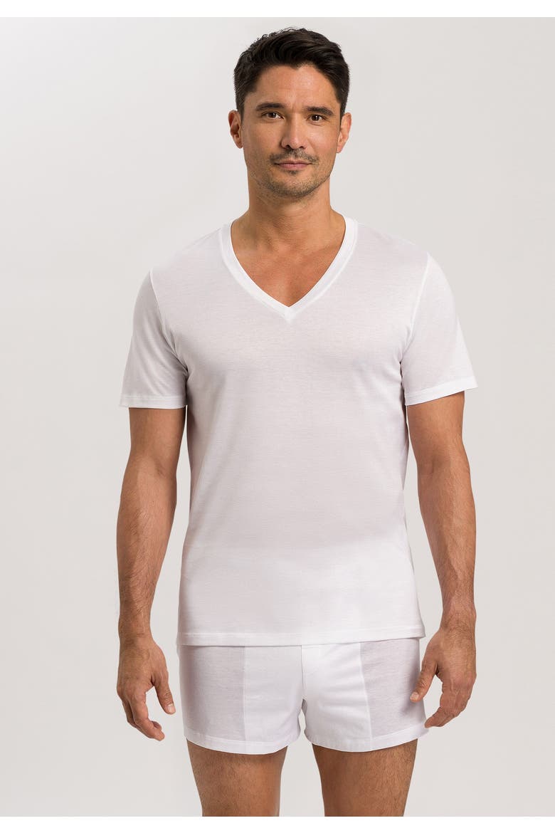 Cotton Sporty V-Neck Cotton T-Shirt, Alternate, color, White