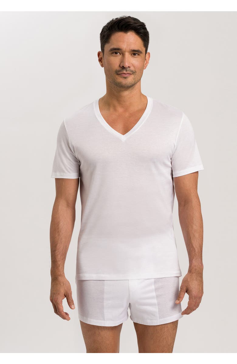 Hanro Cotton Sporty V-Neck Cotton T-Shirt, Alternate, color, White