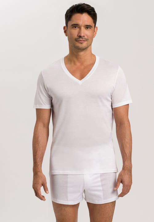 Hanro Cotton Pure V-neck T-shirt In White