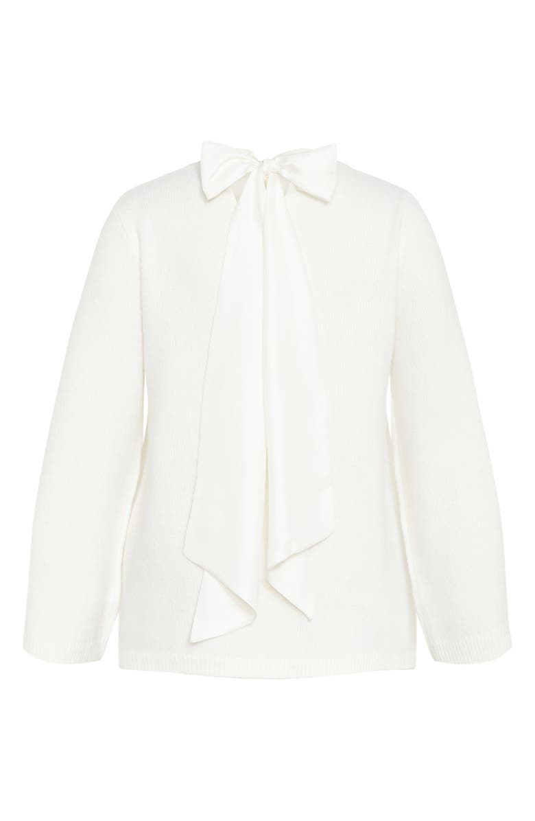 City Chic Bow Back Bell Sleeve Sweater, Alternate, color, Ivory