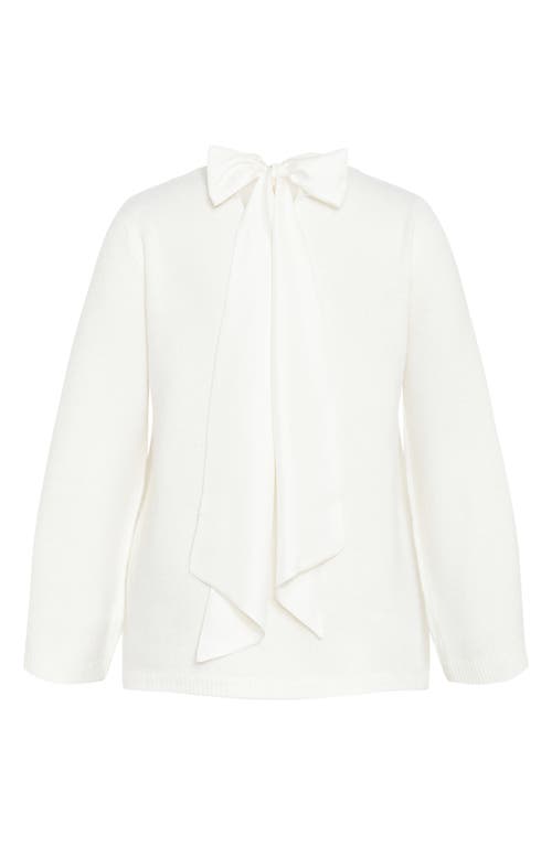 City Chic Bow Back Bell Sleeve Sweater In White